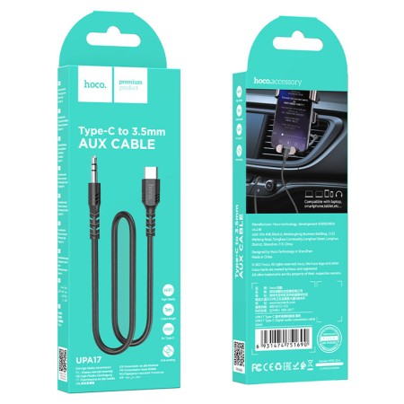 Cablu Adaptor Type-C la Jack 1m - Hoco (UPA17) - Black