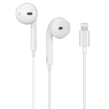 Casti Audio Stereo Lightning cu Microfon, 1.2m - Hoco Original Series (L7 Plus) - White