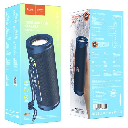 Boxa Portabila Bluetooth 5.1, 2x5W - Hoco Dazzling pulse (HC9) - Blue