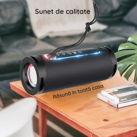 Boxa Portabila Bluetooth 5.1, 2x5W - Hoco Dazzling pulse (HC9) - Grey