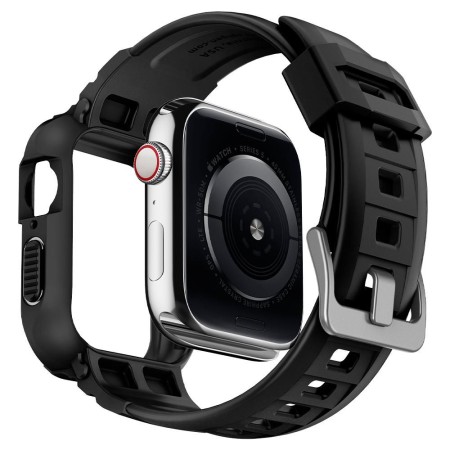 Husa pentru Apple Watch 4/5/6/7/8/9/SE/SE 2 (40/41mm) + Curea - Spigen Rugged Armor Pro - Black