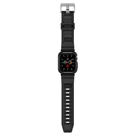 Husa pentru Apple Watch 4/5/6/7/8/9/SE/SE 2 (40/41mm) + Curea - Spigen Rugged Armor Pro - Black