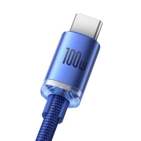 Cablu de Date USB la Type-C 100W, 1.2m - Baseus Crystal Shine (CAJY000403) - Blue