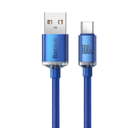 Cablu de Date USB la Type-C 100W, 1.2m - Baseus Crystal Shine (CAJY000403) - Blue