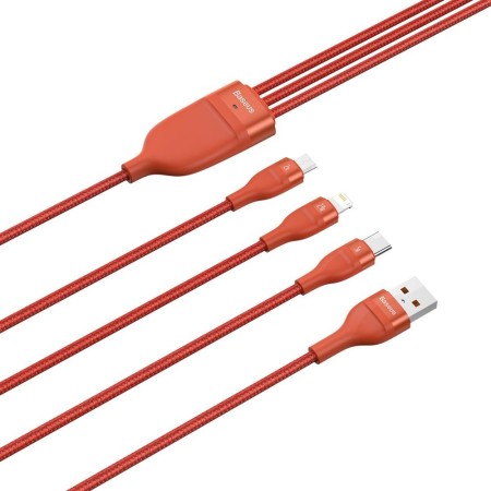 Cablu de Date USB la Lightning, Micro-USB, Type-C 66W, 1.2m - Baseus Flash Series (CA1T3-07) - Orange