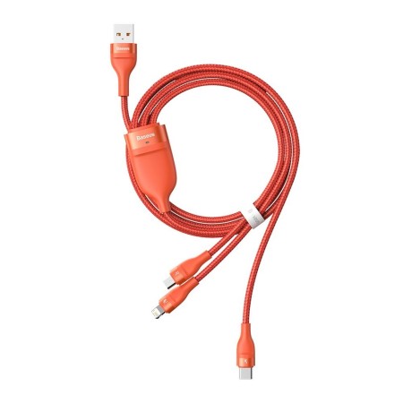 Cablu de Date USB la Lightning, Micro-USB, Type-C 66W, 1.2m - Baseus Flash Series (CA1T3-07) - Orange