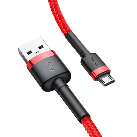 Cablu de Date USB la Micro-USB, 1.5A, 2m - Baseus Cafule (CAMKLF-C09) - Red