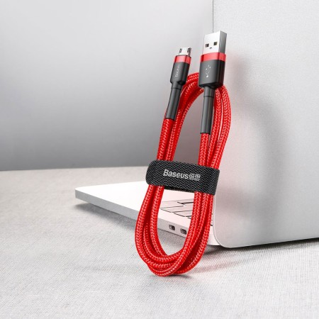 Cablu de Date USB la Micro-USB, 1.5A, 2m - Baseus Cafule (CAMKLF-C09) - Red