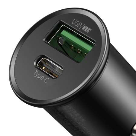 Incarcator Auto VOOC, USB, QC3.0, USB-C PD30W - Baseus Circular Metal PPS (CCYS-C01) - Black