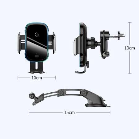 Suport Auto cu Incarcare Wireless 15W - Baseus (WXHW03-01) - Black