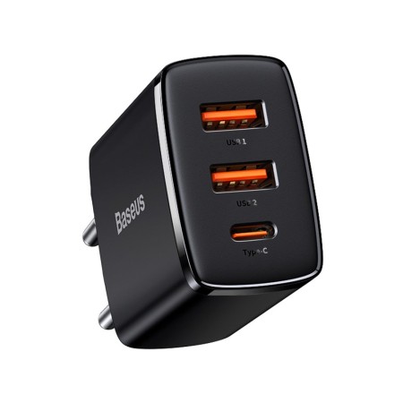 Incarcator Priza USB-C PD30W, 2xUSB-A QC3A - Baseus Compact (CCXJ-E01) - Black