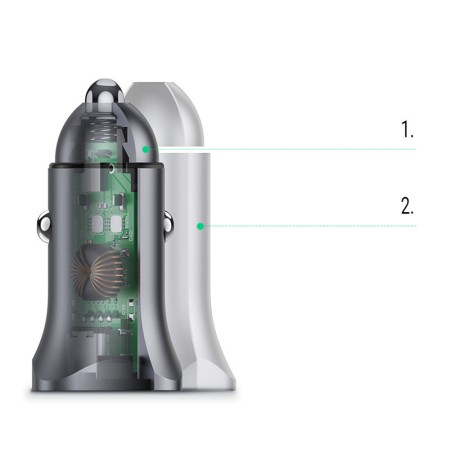 Incarcator Auto 2xUSB-A, 24W, 4.8A - Ugreen (30780) - Space Gray