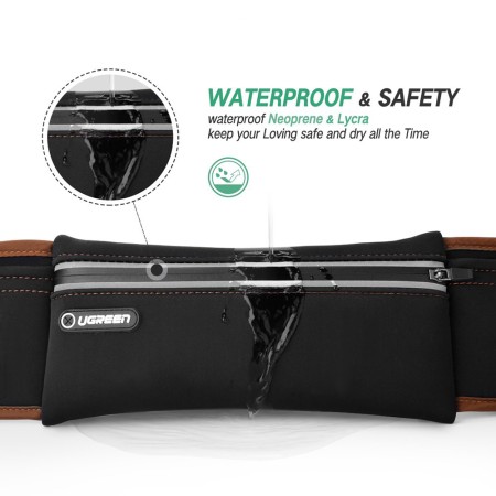 Borseta sport pentru telefon 65-120cm - Ugreen Running Waist Belt (20818) - Black