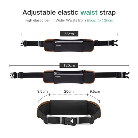 Borseta sport pentru telefon 65-120cm - Ugreen Running Waist Belt (20818) - Black