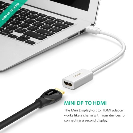 Convertor Mini DP la HDMI 1060Pat60Hz, 25cm - Ugreen (10461) - Black