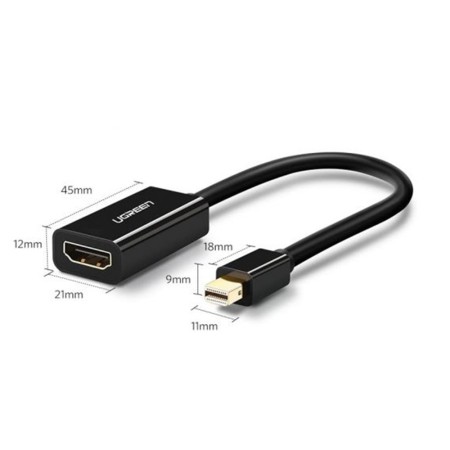 Convertor Mini DP la HDMI 1060Pat60Hz, 25cm - Ugreen (10461) - Black