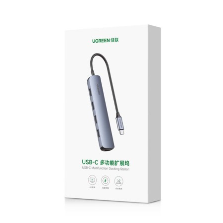 Hub Type-C la 4xUSB 3.0, HDMI 4kat30Hz, 5Gbps - Ugreen (20197) - Gray