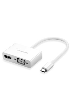 Convertor Type-C la HDMI 4kat30Hz, VGA 1920*1200at60Hz - Ugreen (30843) - White