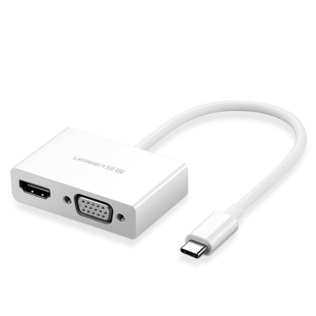 Convertor Type-C la HDMI 4kat30Hz, VGA 1920*1200at60Hz - Ugreen (30843) - White