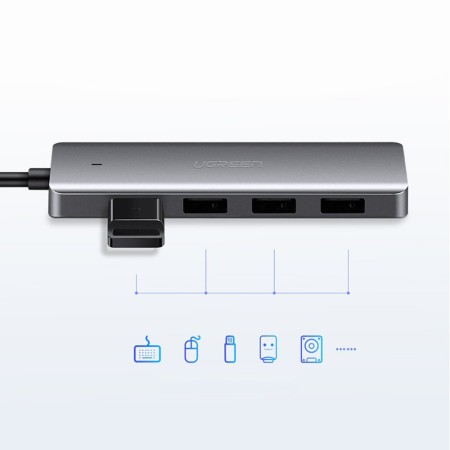 Hub Type-C la 4xUSB 3.0, Micro-USB, 5Gbps - Ugreen (70336) - Gray