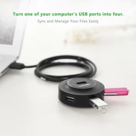 Hub USB-A la 4x USB-A 2.0, Micro-USB 1m - Ugreen (20277) - Black