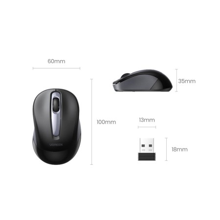 Mouse pentru Laptop Wireless 2400 DPI - Ugreen (90371) - Black