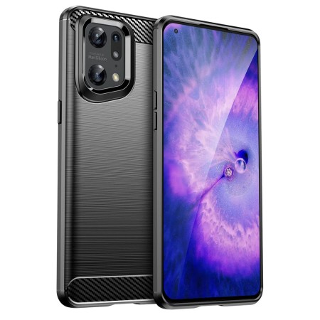 Husa pentru Oppo Find X5 Pro - Techsuit Carbon Silicone - Black