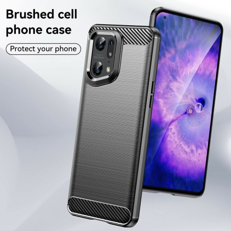 Husa pentru Oppo Find X5 Pro - Techsuit Carbon Silicone - Black