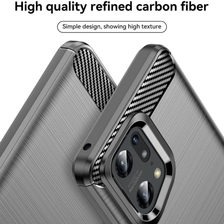 Husa pentru Oppo Find X5 Pro - Techsuit Carbon Silicone - Black