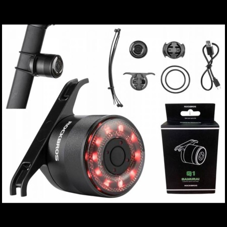 Stop de Bicicleta 300mAh, cu 7 culori - RockBros Tail LED Light (Q1) - Black