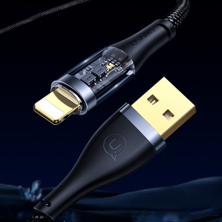 Cablu de Date USB la Lightning 1.2m - USAMS Icy Series (US-SJ574) - Black