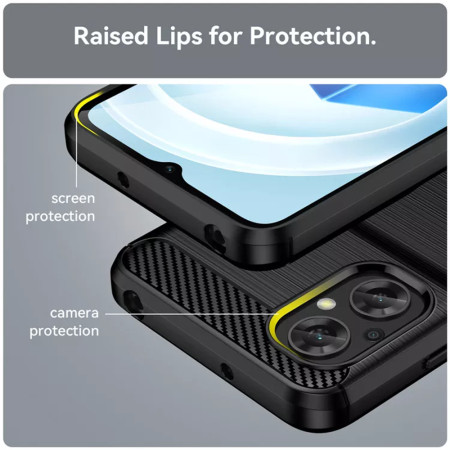 Husa Carbon compatibila Xiaomi Poco M5, Tech Protect Anti-Soc, Negru