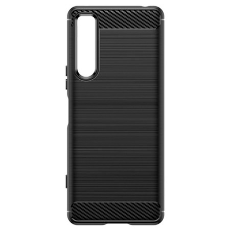 Husa Carbon compatibila Sony Xperia 5 IV, Tech Protect Anti-Soc, Negru