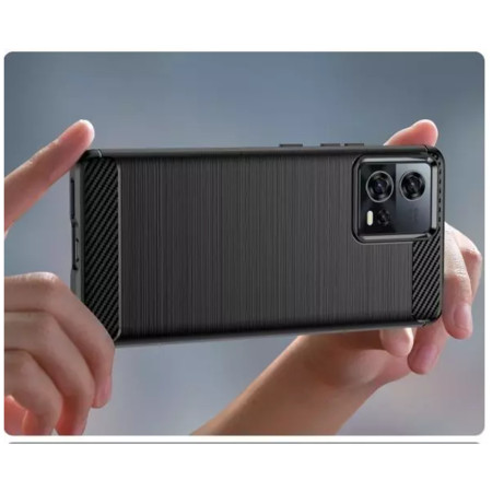 Husa Carbon compatibila Motorola Edge 30 Fusion Protect Anti-Soc, Negru