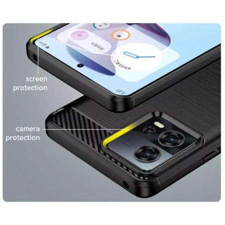 Husa Carbon compatibila Motorola Edge 30 Fusion Protect Anti-Soc, Negru