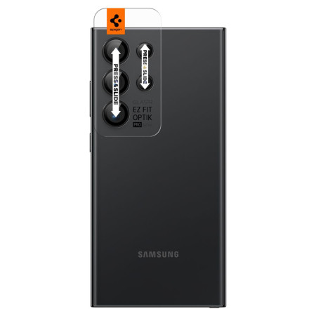 Folie Camera pentru Samsung Galaxy S24 Ultra, set 2 buc, Spigen Optik.tR EZ FIT, Black