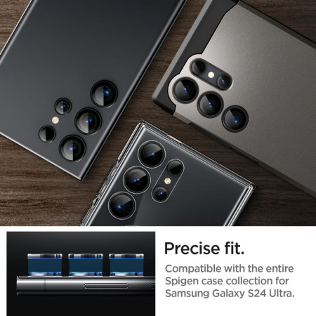 Folie Camera pentru Samsung Galaxy S24 Ultra, set 2 buc, Spigen Optik.tR EZ FIT, Black