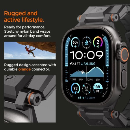 Curea pentru Apple Watch 1/2/3/4/5/6/7/8/9/10/SE/SE 2/Ultra/Ultra 2 (42/44/45/46/49mm) - Spigen DuraPro Armor - Black