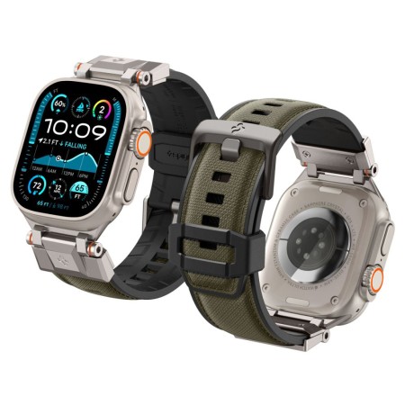 Curea pentru Apple Watch 1/2/3/4/5/6/7/8/9/10/SE/SE 2/Ultra/Ultra 2 (42/44/45/46/49mm) - Spigen DuraPro Armor - Military Green