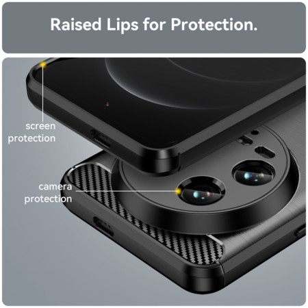 Husa Carbon compatibila Xiaomi 14 Ultra, Tech Protects, Negru