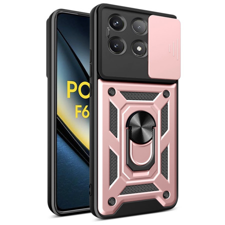 Husa pentru Xiaomi Poco F6 Pro, CamShield Protectie Camera, Magnetic, Slide si Snap, Rose Gold