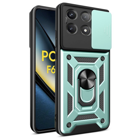 Husa pentru Xiaomi Poco F6 Pro, CamShield Protectie Camera, Magnetic, Slide si Snap, Green