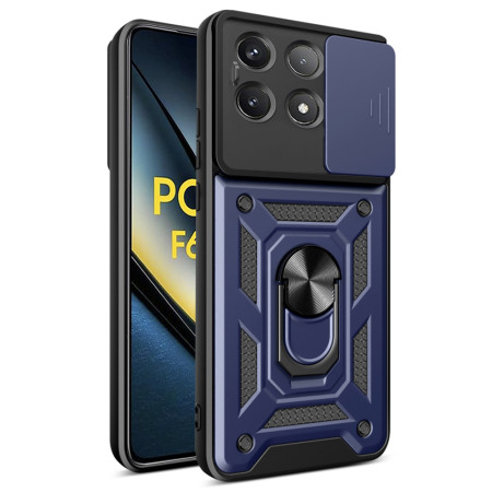 Husa pentru Xiaomi Poco F6 Pro, CamShield Protectie Camera, Magnetic, Slide si Snap, Blue