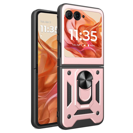 Husa pentru Motorola Razr 50, CamShield Protectie Camera, Magnetic, Slide si Snap, Rose Gold