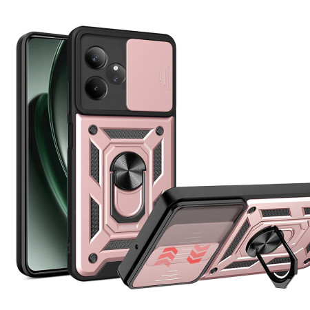 Husa pentru Realme GT 6 / GT 6T, CamShield Protectie Camera, Magnetic, Slide si Snap, Rose Gold