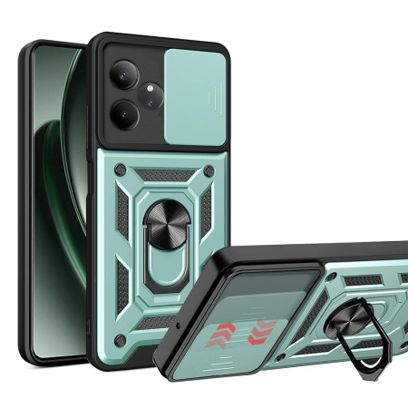 Husa pentru Realme GT 6 / GT 6T, CamShield Protectie Camera, Magnetic, Slide si Snap, Green