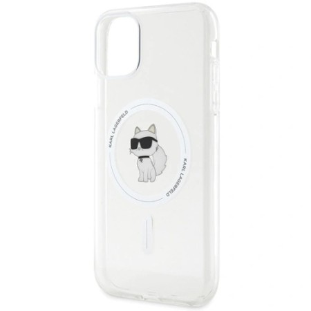 Husa pentru iPhone 11 - Karl Lagerfeld IML MagSafe (KLHMN61HLSCHH) - White Metal Choupettes Head