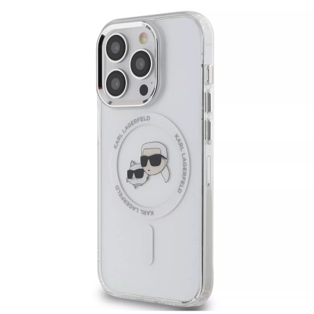 Husa pentru iPhone 15 Pro Max - Karl Lagerfeld IML MagSafe (KLHMP15XHLSKCH) - Metal KarlandChoupette Heads