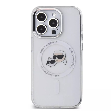 Husa pentru iPhone 15 Pro Max - Karl Lagerfeld IML MagSafe (KLHMP15XHLSKCH) - Metal KarlandChoupette Heads