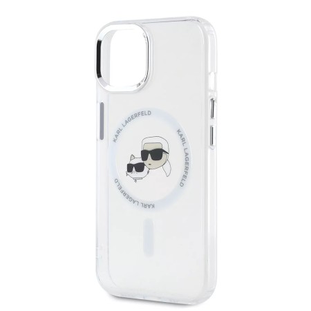 Husa pentru iPhone 15 - Karl Lagerfeld IML MagSafe (KLHMP15SHLSKCH) - Metal KarlandChoupette Heads